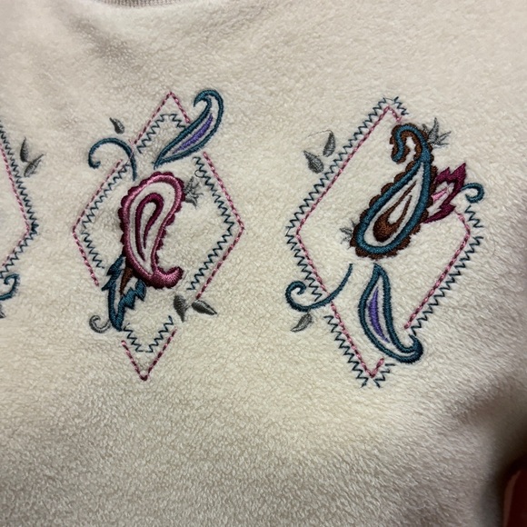 Vintage Cream Embroidered Women's Sweater Grandma - Picture 3 of 7